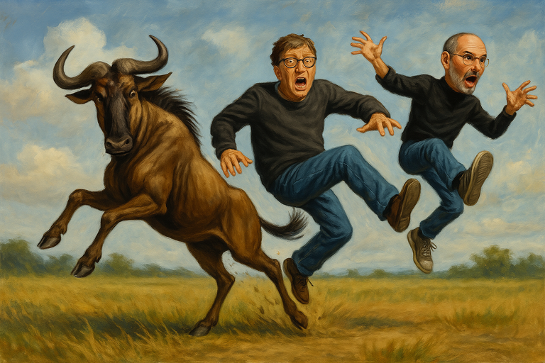 GNU kicking off Bill Gates and Steve Jobs